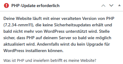 PHP Version ist veraltet